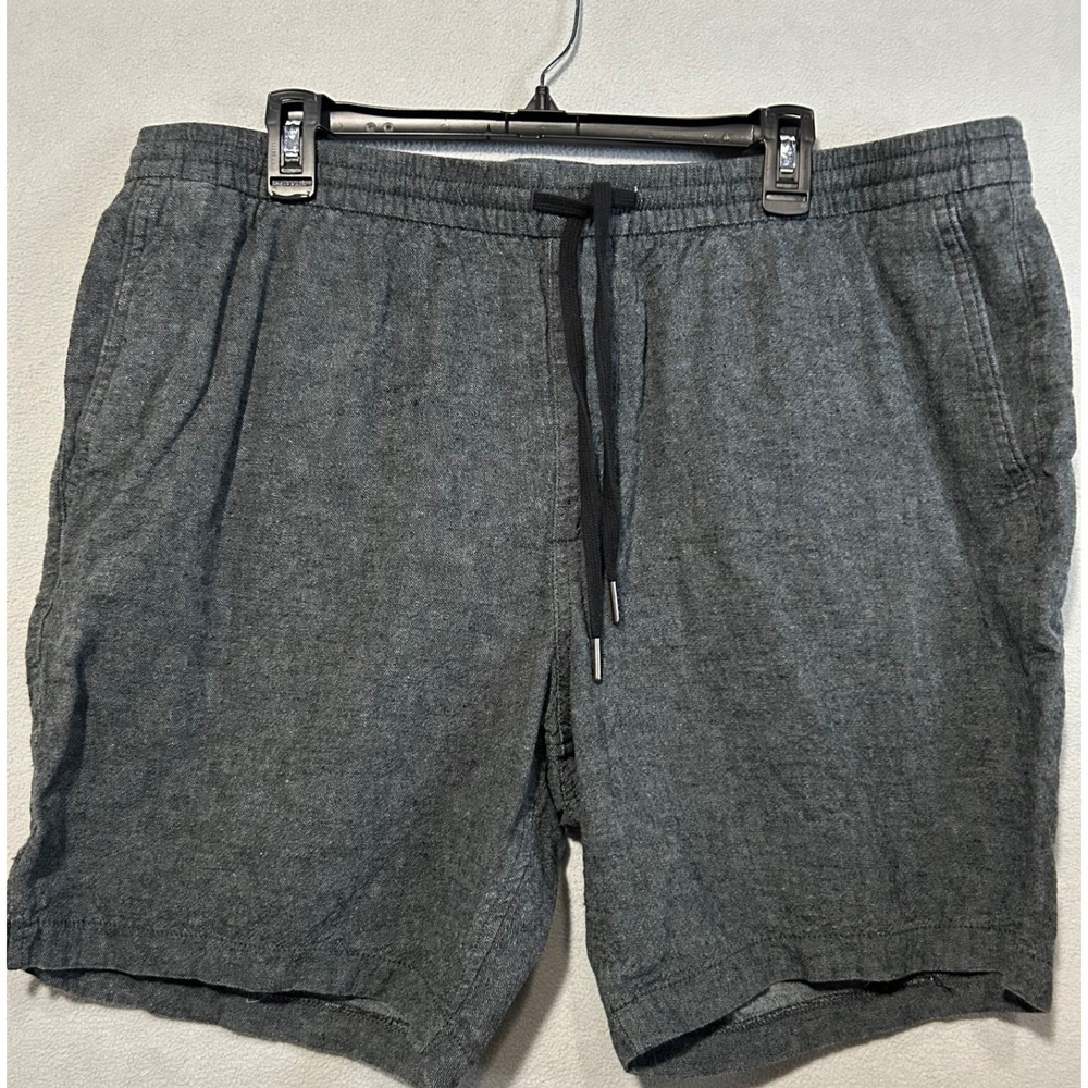 EXPRESS Shorts Mens Size XL‎ Gray Linen Blend Elastic Waist Drawstring Preppy